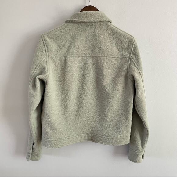 Joie | Women’s Fuzzy Sage Green Boxy Cropped Shacket Jacket Button Down Collared - Picture 4 of 12